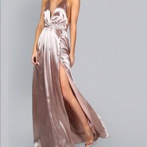 Satin Maxi Dress in pink